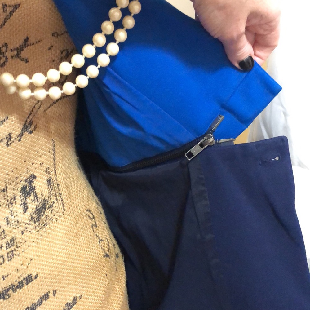 ETCETERA by Carlisle NEW YORK • Blue & Black Blazer Jacket • Zipper Detail - Picture 13 of 17